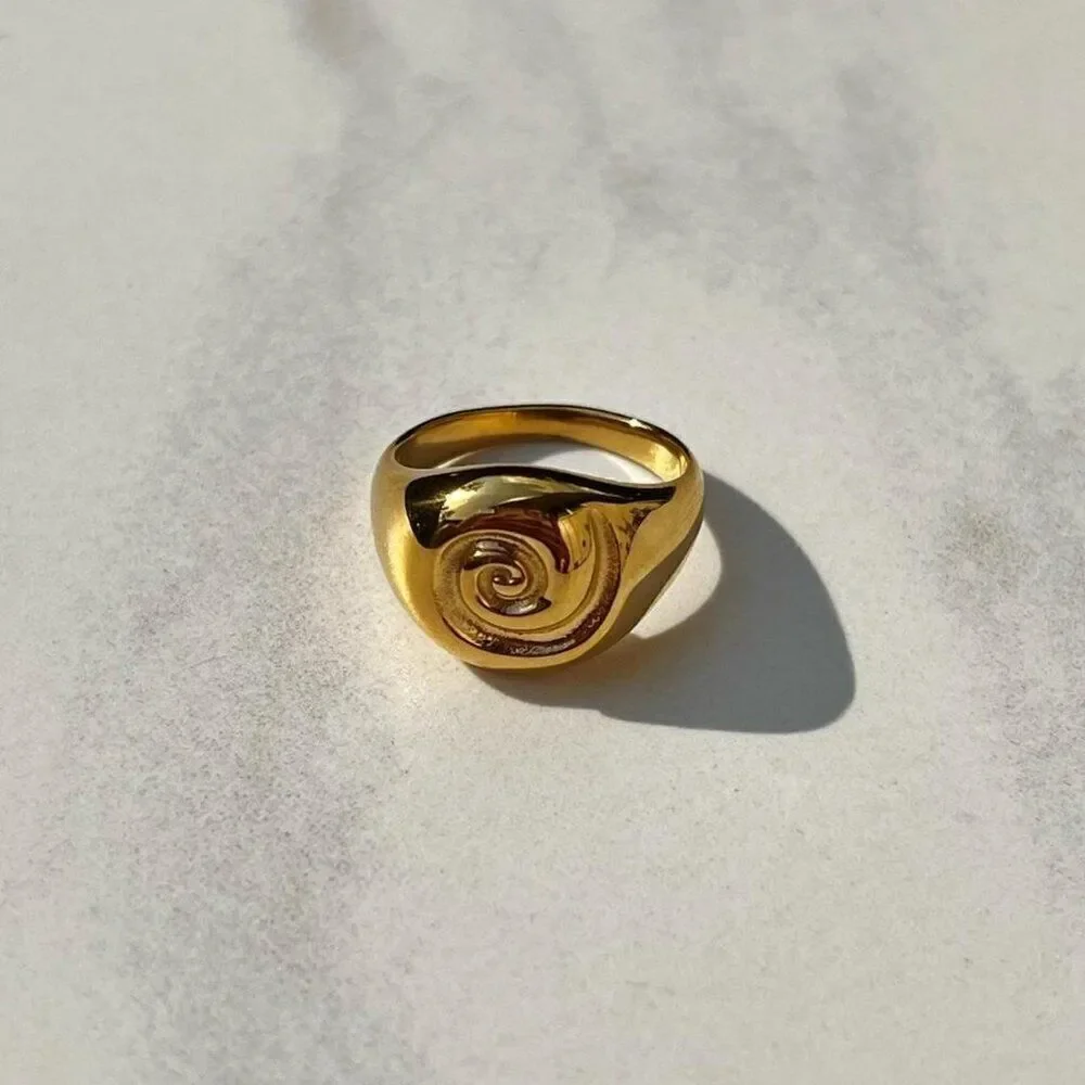 New! “Madrid” Engraved Swirl Chunky Gold Ring